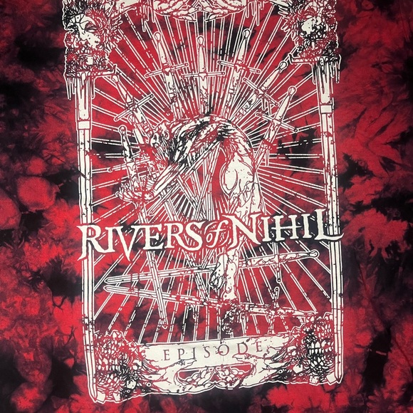 Men's RIVERS OF NIHIL 'Episode' T-Shirt Red & Black Tie Dye Tee Size Large - Picture 2 of 6